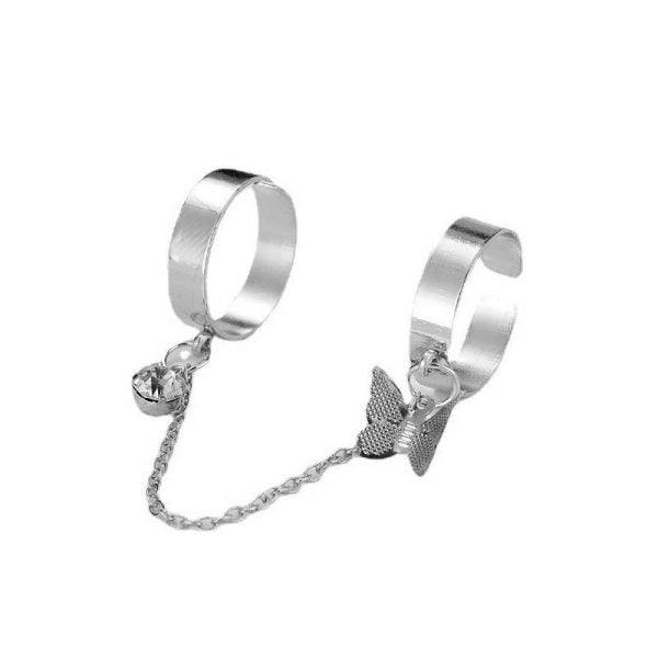 Trendy Butterfly Pair Rings Set | Stainless Steel- Adjustable Size I By ELNAZ Lifestyle