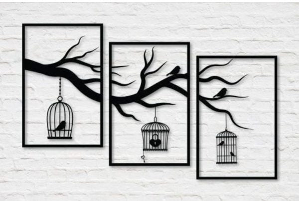 3pec Set Tree Art Wall Hanging Decoration Mdf Wood Material I Marketed by ELNAZ Lifestyle