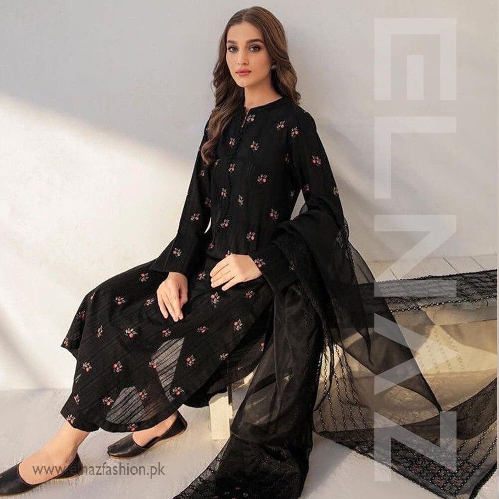 Elegent Embroidered  Black Cotton Suit | | ELNAZ by Needle Crafts Pakistan