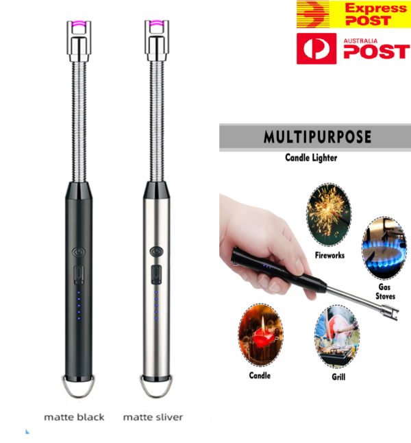 Flameless Windproof Arc Lighter with USB Charging, LED Battery Display, Safety Switch, 360° Rotation for Aromatherapy