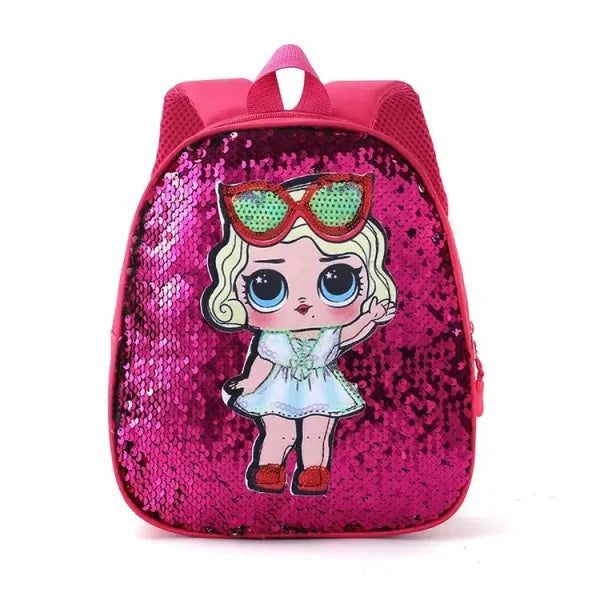 School Bag Fashion Cartoon Baby Girls Handbags Knapsack Mini Doll Bag Pack Glitter(random Color)