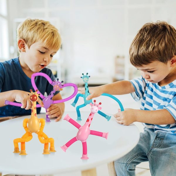 Telescopic Suction Cup Giraffe Toy Pop Tubes Sensory Toys For Toddlers by ELNAZ Lifestyle
